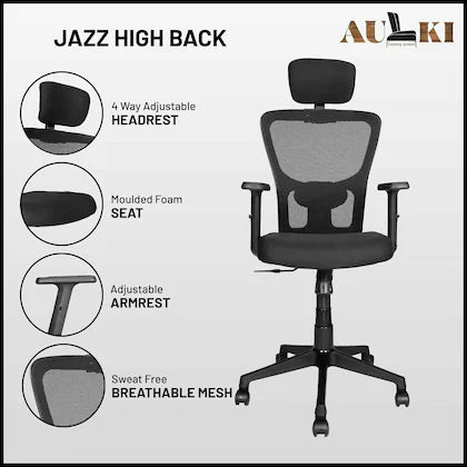 🪑 AULKI Jazz High Back Ergonomic Office Chair (Black)