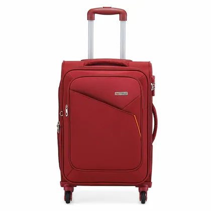 Soft-Sided Cabin Trolley Bag – Lightweight Polyester Luggage with 4 Spinner Wheels & Combination Lock (Red)