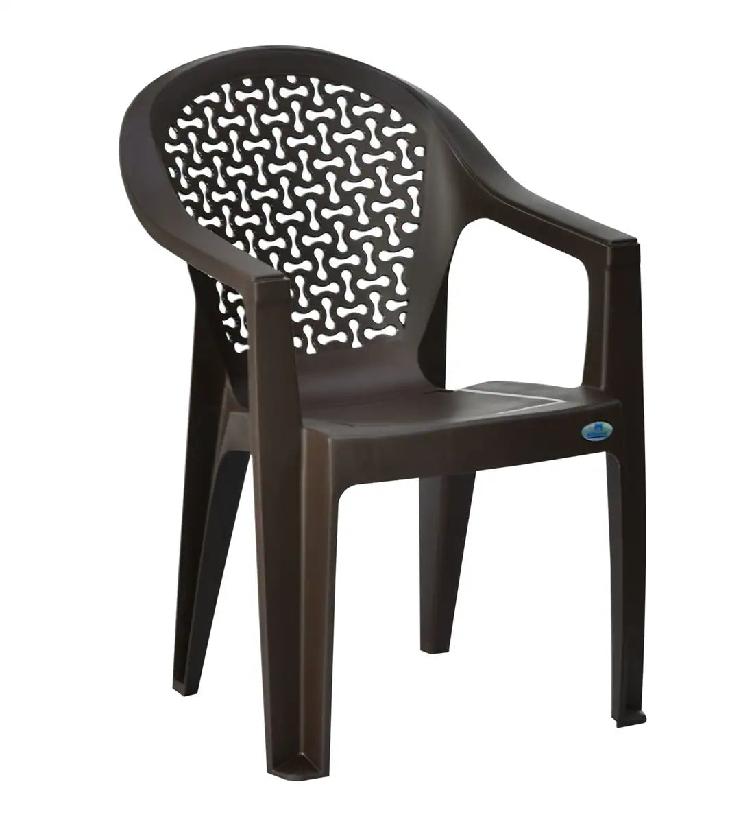Premium Plastic Arm Chair with Ventilated Backrest – Heavy Duty, Stackable & Durable Outdoor/Indoor Chair (Brown)